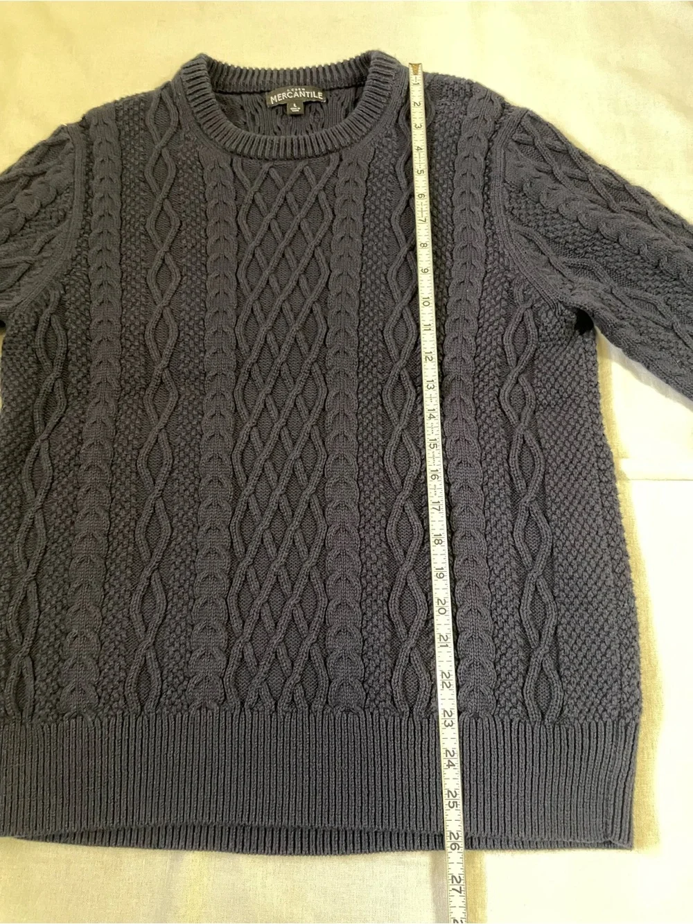 J. Crew Mercantile Men’s Navy Cable Knit Crewneck fisherman Sweater